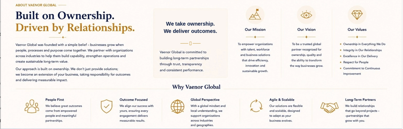 About Vaenor Global – ownership, mission, vision and values